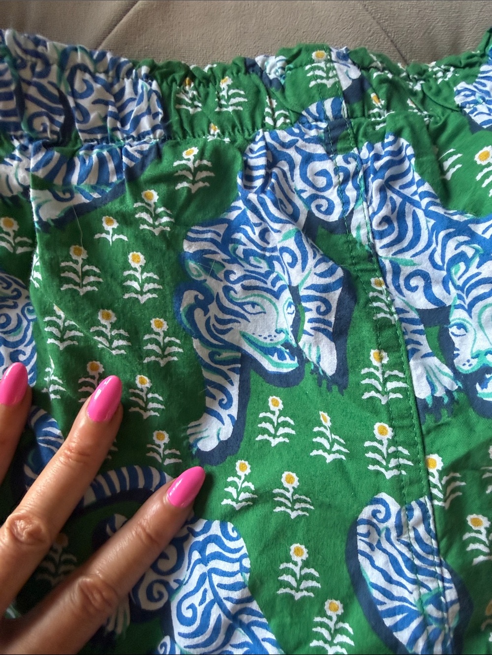 Printfresh Green Shorts with Blue & White Tiger Print Baghera - Picture 4 of 4